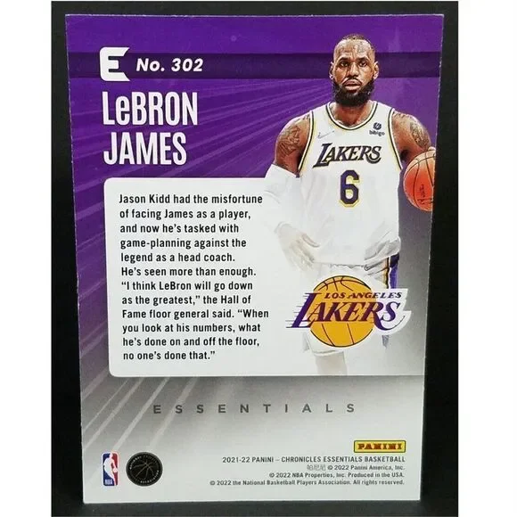 2020-21 LEBRON JAMES BASE CHRONICLES ESSENTIALS CARD - Picture 2 of 2